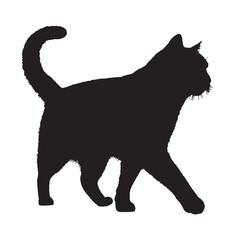 Cat Silhouette - Sitting Cat with Elegant Tail Swirl - Cat Vector - Cat Illustration - Minimalist Cat Silhouette - Cat Vector - Cat Digital Art
