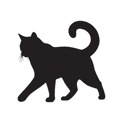Cat Silhouette - Black Cat Jumping in Dynamic Motion - Cat Vector - Cat Illustration - Minimalist Cat Silhouette - Cat Vector - Cat Digital Art
