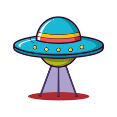 Bright UFO spaceship vector design with stars
