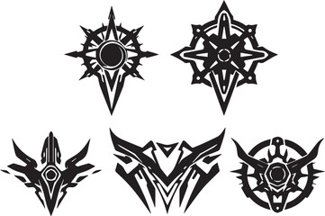 Set of minimalistic futuristic elements. Hand drawn vector illustration