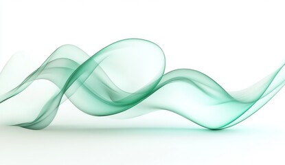 Abstract green wave flowing on white background