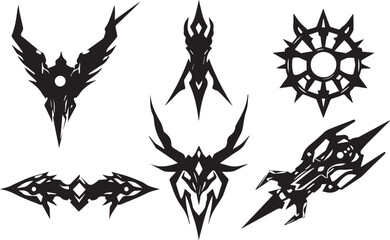 Set of minimalistic futuristic elements. Hand drawn vector illustration