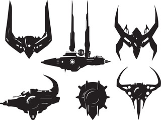 Naklejka premium Set of minimalistic futuristic elements. Hand drawn vector illustration