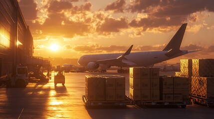 Sunset airport cargo transportation hub wallpapers