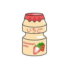 Kawaii Ichigo Milk - Japanese Strawberry Milk Vector Illustration