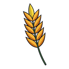 A vector illustration of a stylized wheat ear with yellow grains and a green stem, representing agriculture, growth, and harvest.
