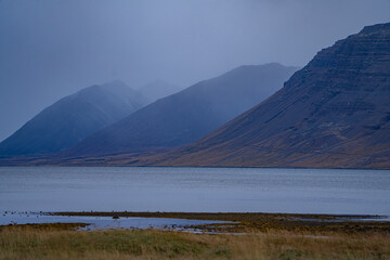 The autumn landscape in Westfjords of Iceland.