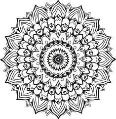 mandala design, clean line art, white background, no shading or grey fill 2.eps