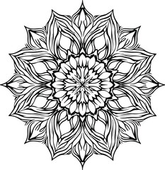 mandala design, clean line art, white background, no shading or grey fill 6.eps