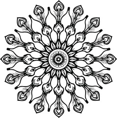 mandala design, clean line art, white background, no shading or grey fill 7.eps