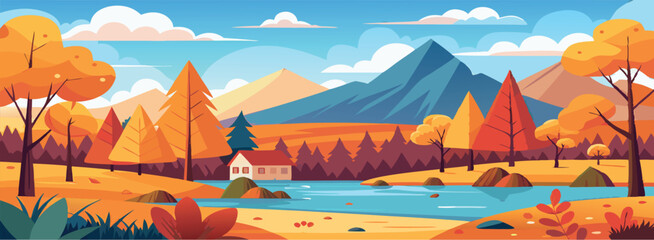 landscape with mountains and lake