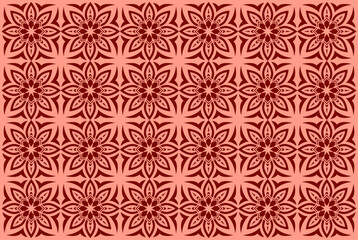 Intricate Vector Illustration of a Floral Ornament, Geometric Tile-Inspired Pattern for Fabric Printing