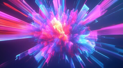 A Neon Light Explosion Creating an Abstract Futuristic Effect