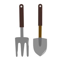 Set of shovel garden tools isolated on white. Minimalist gardening illustrations. Perfect for branding, prints, packaging, and digital designs.