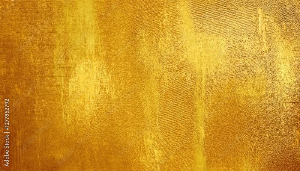 Poster golden textured abstract background with rough brushstrokes on canvas, shimmering metallic surface f