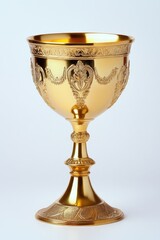 Ornate Gold Chalice Against White Background (2)