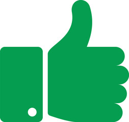 Green thumbs up icon representing approval and agreement, expressing positive feedback and conveying messages of support, satisfaction, and encouragement in a modern design