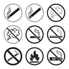Icons set. Set of Smoke or no smoke  icon set vector illustration Isolated on vector.