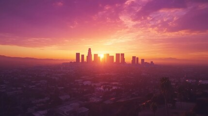 Fototapeta premium the skyline of los angeles during sunset