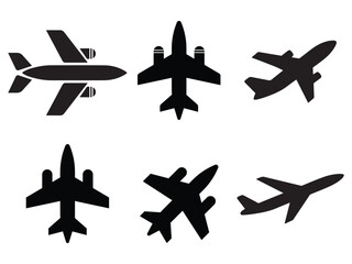 Plane icons set vector illustration isolated on white background. Airplane icon, aero plane icon, jet icon, aircraft icon.