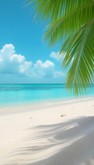 Naklejka premium Tropical paradise beach with white sand and turquoise water for summer vacation travel and relaxation concept