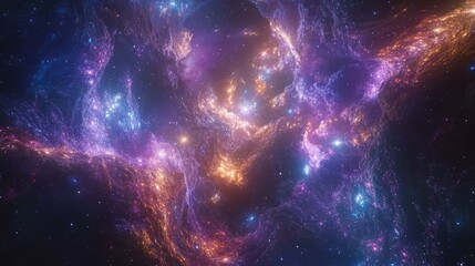 Fototapeta premium Colorful cosmic nebula with bright stars in deep space