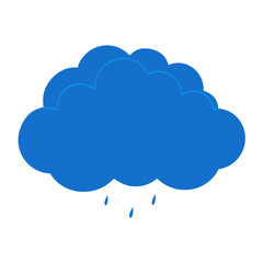 Vector image, blue cloud icon with raindrops in minimalistic style on transparent background. For design of weather icons, infographics and weather related promotional materials