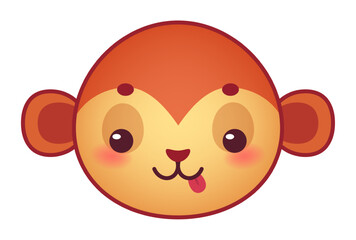 Cartoon monkey sticking its tongue out, playful and funny primate character with big eyes and rosy cheeks, ideal for children s books, games, or any project needing a touch of primate charm