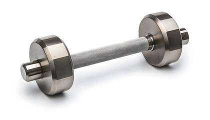 Single metal dumbbell isolated against a white background
