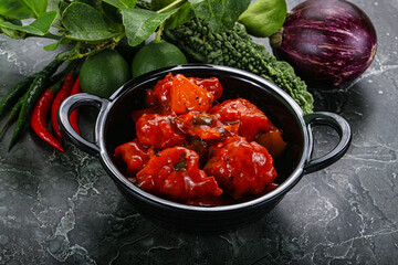 Chinese cuisine - chicken in sweet and sour sauce