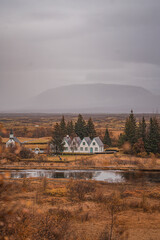 Autumn landscape in Thingvellir National Park, Iceland.
