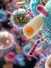 Polymicrobial bacteria environmental factors. Microbial interactions in bees showcasing beneficial and pathogenic elements.