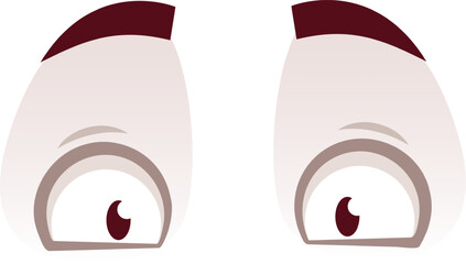 Two cartoon eyes showing worry and concern, featuring dark pupils and thick eyebrows, convey a sense of anxiety and apprehension in a simple yet expressive way