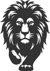 Silhouette of a lion with an intense glare ready to charge