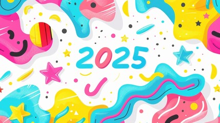 Fototapeta premium Abstract colorful 2025 graphic design background with playful shapes