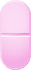 Pink medicine pill split in two perfectly equal halves by a horizontal line, creating a perfect symmetry, representing healthcare, medicine, and treatment