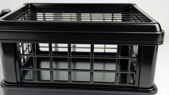 This black storage basket is designed for versatility and style. Use it to organize your space efficiently. Great for decluttering and enhancing aesthetics. Generative AI