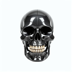 Fototapeta premium Skull made of obsidian. Isolated on white background. Front view, Digital illustration.