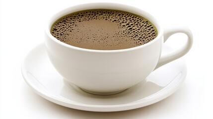 A white coffee cup with a white saucer
