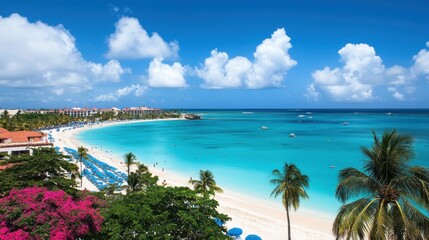 Fototapeta premium Beautiful tropical beach with turquoise water and white sand