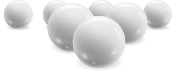 Glossy white spheres creating an abstract composition on a clean white background, evoking a sense of minimalism and elegance while emphasizing modern design and geometric shapes