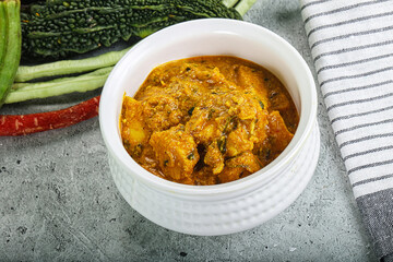 Spicy chicken masala in the bowl