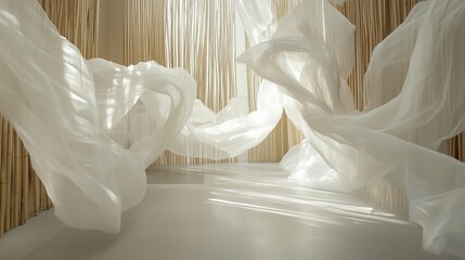 Light and shadow dance of light and thin gauze