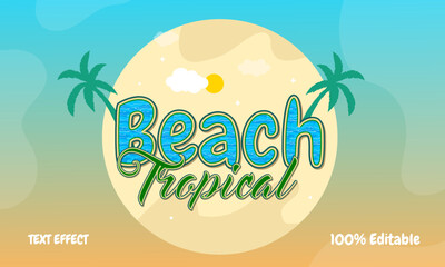Beach Tropical text effect premium vector