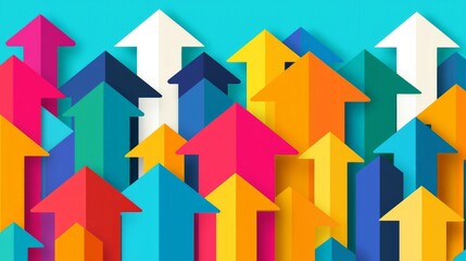 a vibrant graphic of upward pointing arrows