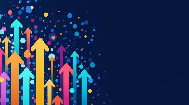 a vibrant graphic of upward pointing arrows