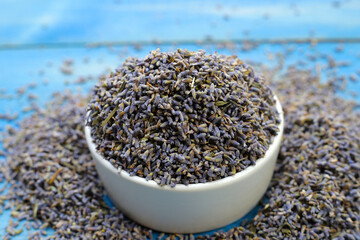 Dried lavender buds for brewing a herbal tea