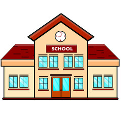Modern School Building with Glass Windows &ndash; Transparent PNG