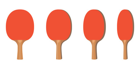 Ping pong paddle from different angles flat vector illustration. Table tennis sports equipment clipart. Sport and recreation, active game concept, eps 10