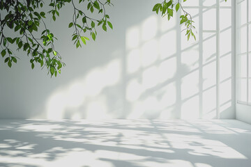 Room interior featuring a green plant in the corner adding a touch of nature to the space